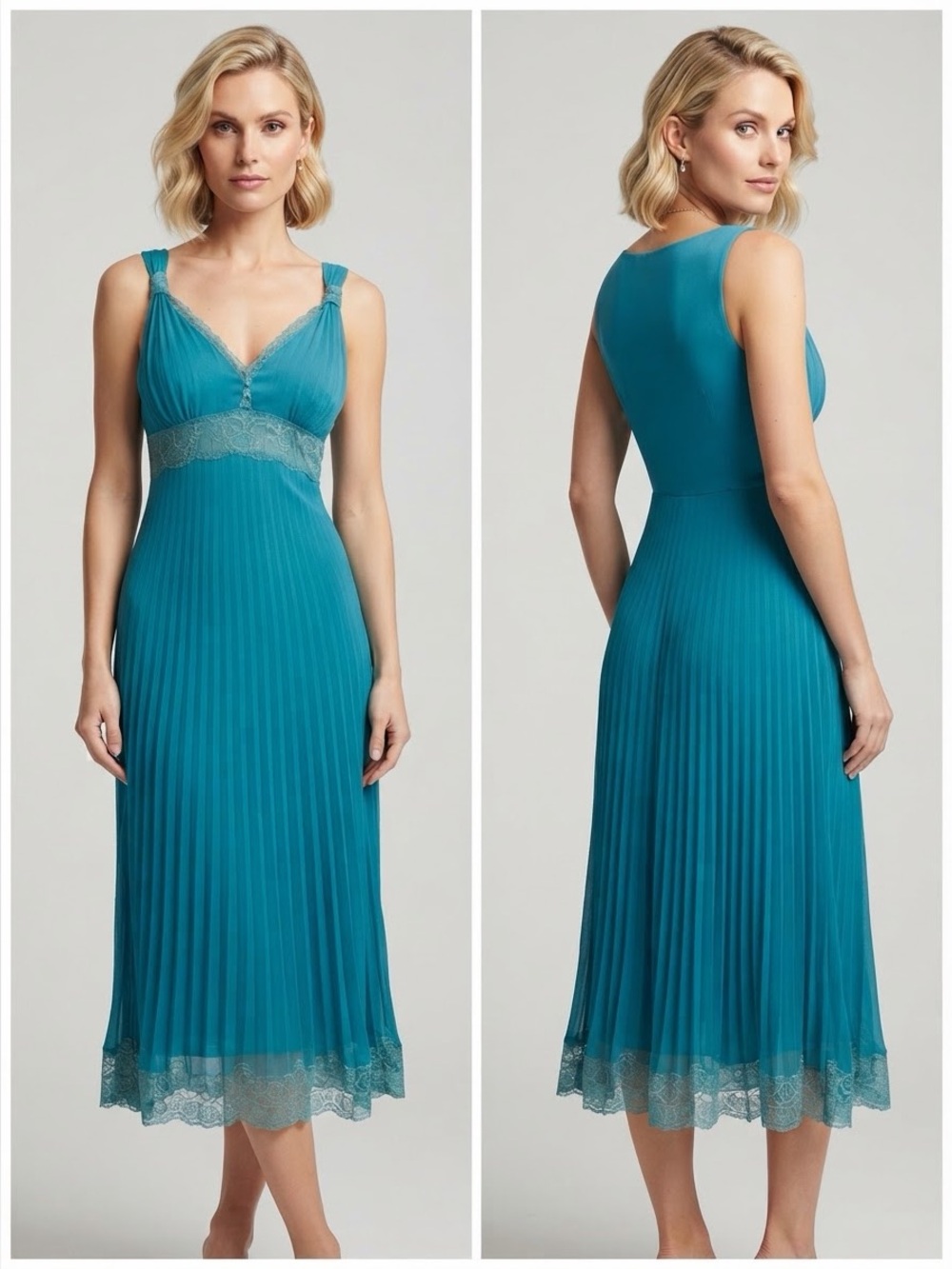 NWT POLEN POE MIDI DRESS CHIFFON LINED PLEATED SUMMER GOWN